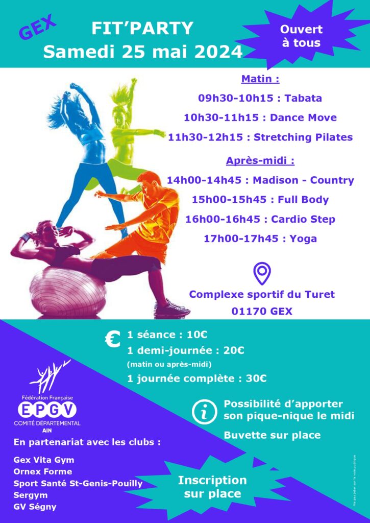 Affiche pour Fit'Party gym à Gex le 25 mai 2024